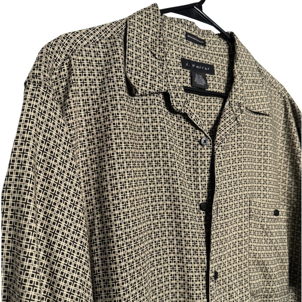J Ferrar Mens XL Short‎ Sleeve Button Up Shirt Geometric Print